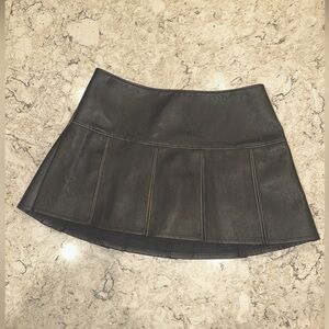 NWT Black leather pleated mini skirt by GARAGE